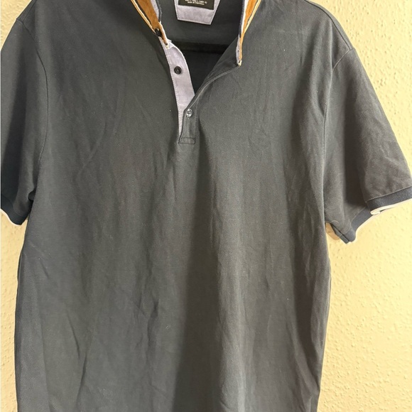 Zara Men’s Black Polo Shirt Classic Cotton Blend Size L - Picture 1 of 7